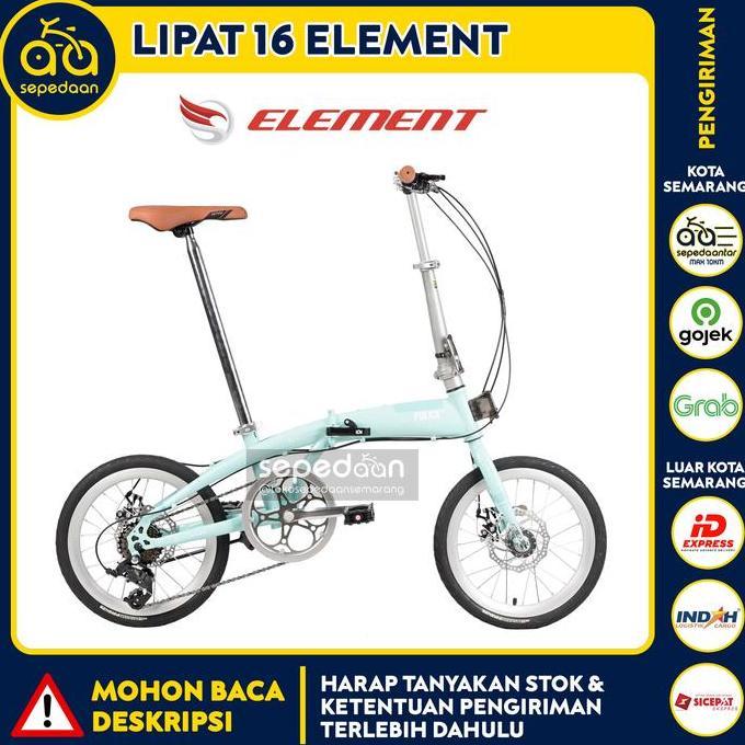 Terlaris Sepeda Anak Dewasa Lipat Folding 16 Element - Police Milan Pastel 8 Speed Rem Cakram Cewek 