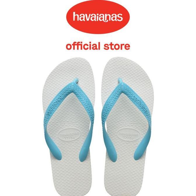 PROMO DISKON - Havaianas Tradicional White/ Blue Men Flip Flops - Sandal Pria