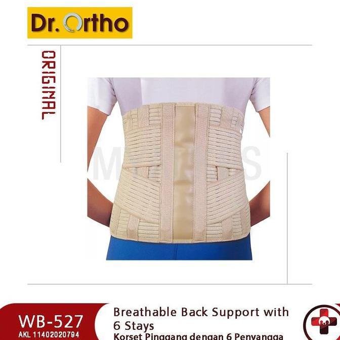TERMURAH Dr. Ortho Korset Pinggang Lumbar Support WB-527 dengan 6 Penyangga Bahan Bernapas dan Elast