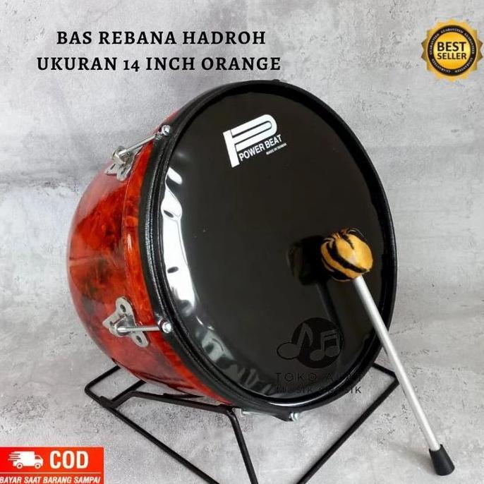 Bass Hadroh ukuran 14 inch Bas Rebana Murah Alat Musik Tradisional Banjari Terbangan