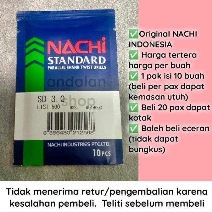 Yourpw- Mata Bor Besi 3.0Mm Nachi / Mata Bor Besi Nachi / Mata Bor 3Mm Murah