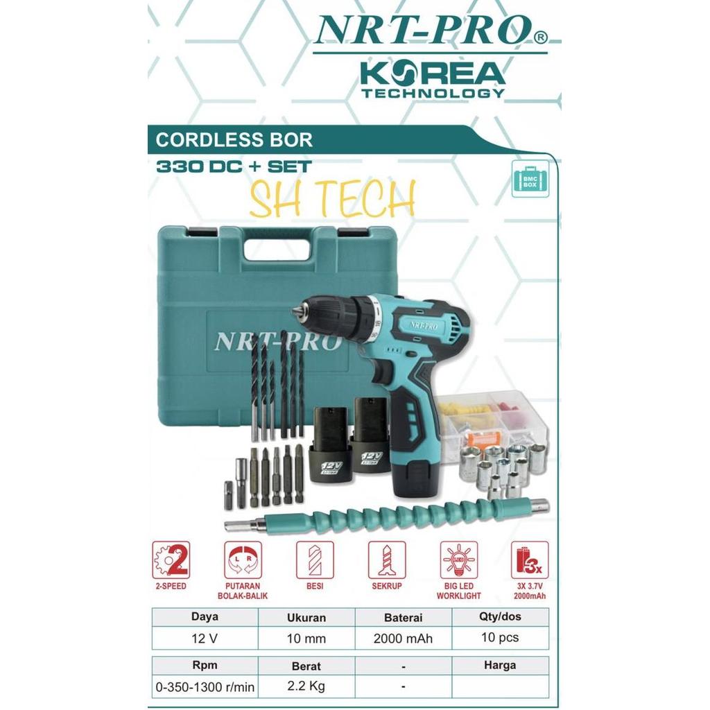 Yourpw- Nrt Pro Dc 330 Set Dc330 Bor Batre Cordless 12 V