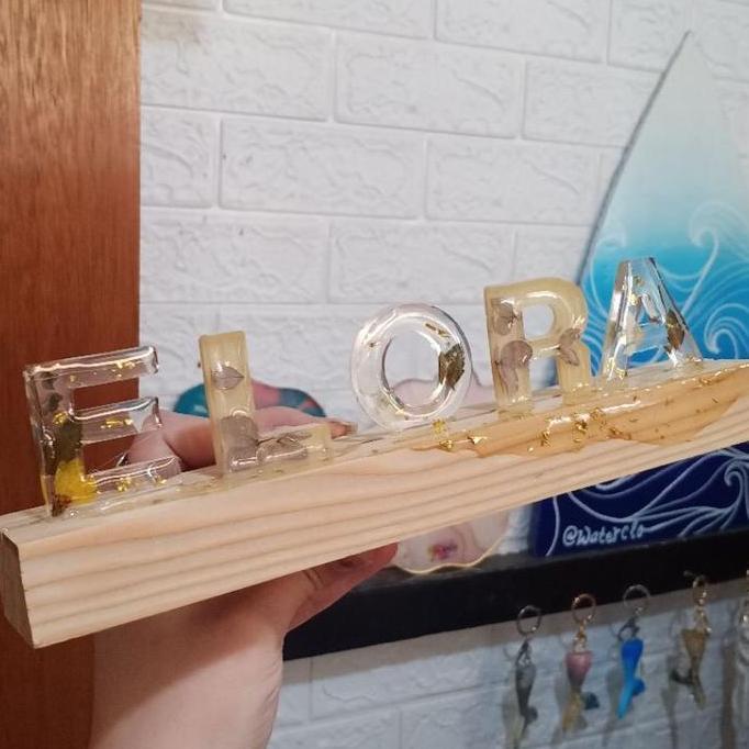 Expert- lampu tidur/meja hias lamp nametag nama resin hadiah gift