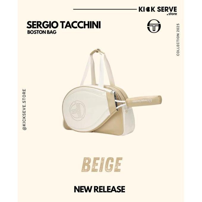 Sergio Tacchini Boston Bag - Beige | Women Men Tennis Bag |Tas Tenis Pria Wanita