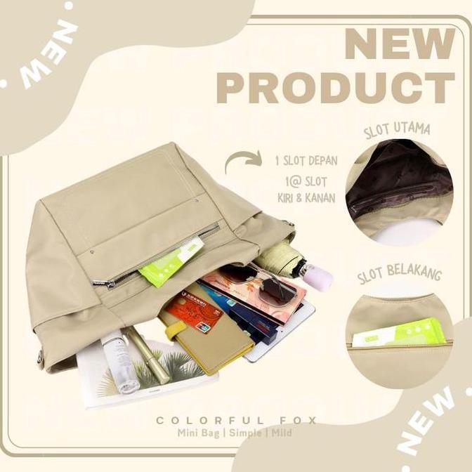 PROMO DISKON - Tas Bahu Wanita Totebag Kuliah Anti Air COLORFUL FOX 2377