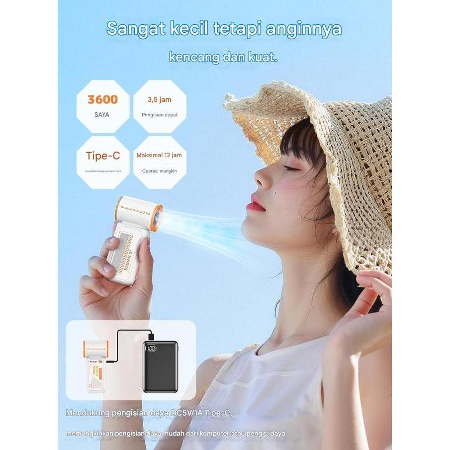 Bindesa_ - Mini Turbo Fan 19Rpm | Portable Handheld Led Display 36 Mah Usb Fan