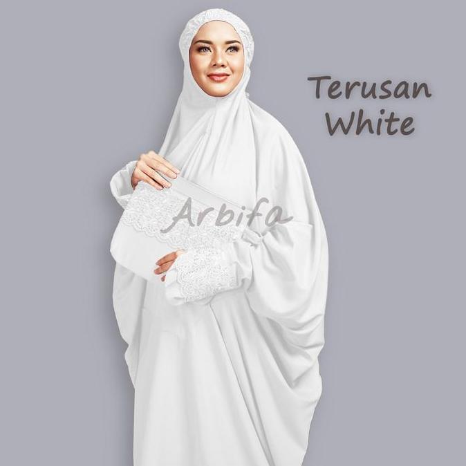 Syukron- Arbifa | Mukena Terusan Khodijah Jumbo Dewasa Mukena Khadijah Syahrini Full Bordir