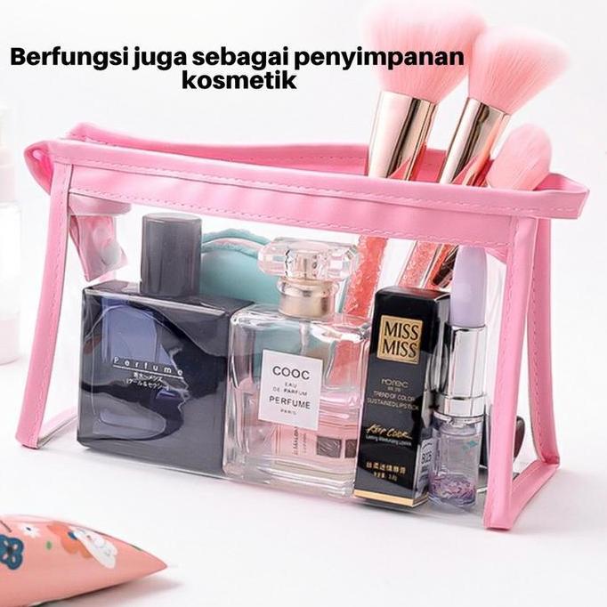 Ykyk- Tempat Kotak Tepak Pensil Transparan Korea Tas Make Up Kosmetik Pc0013