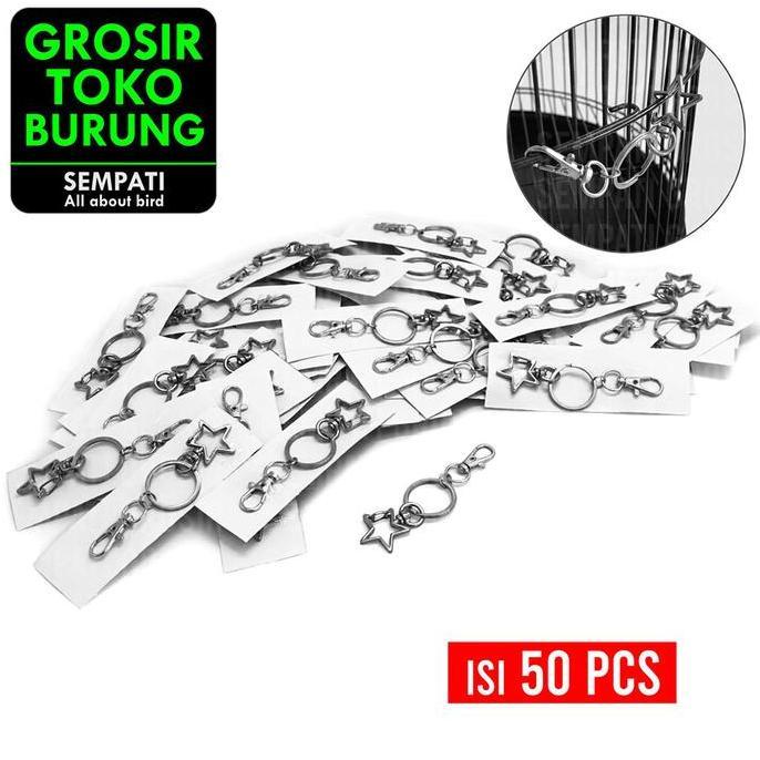 BEBAS ONGKIR - SEMPATI GROSIR Rantai Kunci Sangkar Kandang Burung Kucing Bentuk Bintang Isi 50 Pcs R