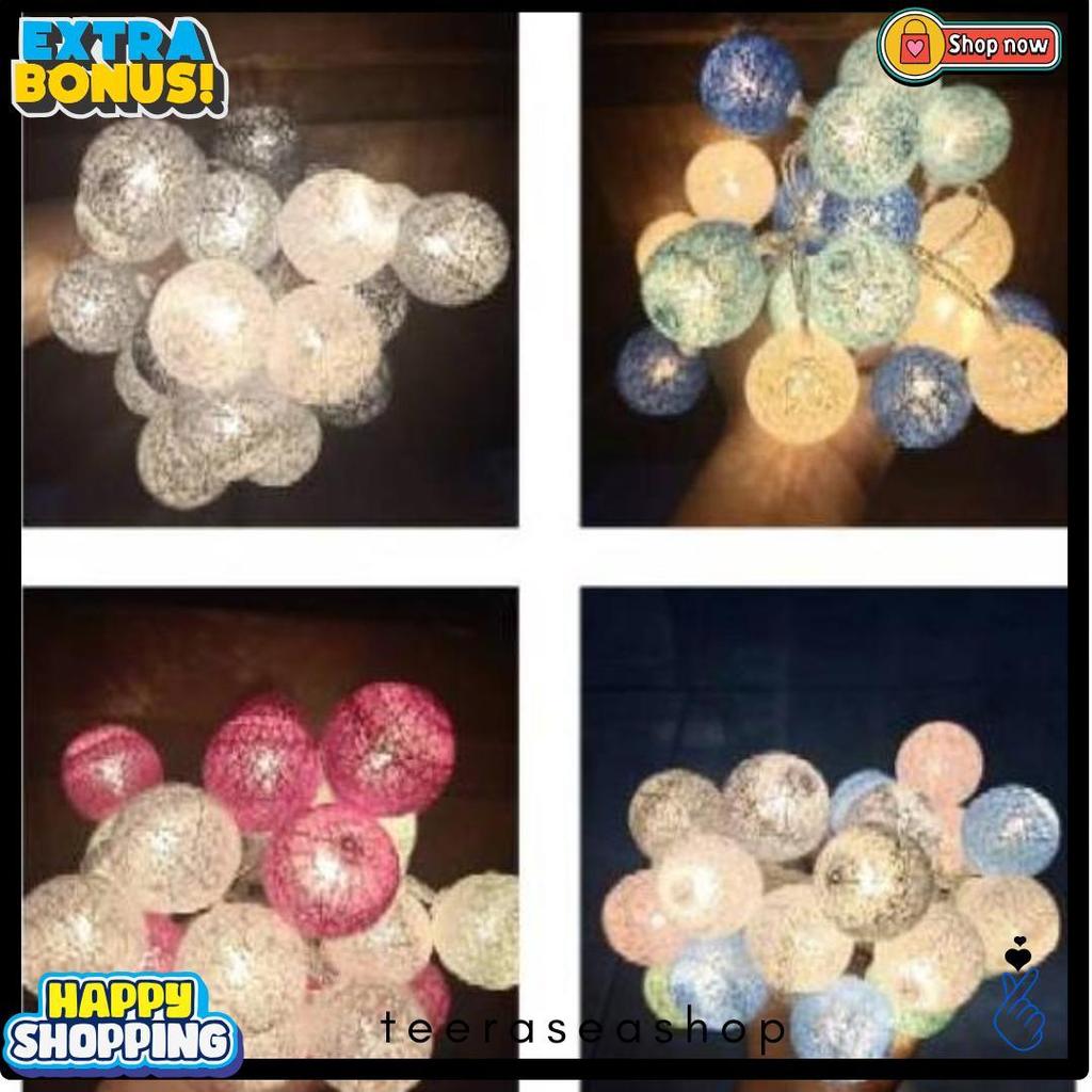 50% Off [6Cm] Jumbo Cotton Ball Led / Lampu Bola Benang Light Kamar Lampu Tidur 3M Rs00