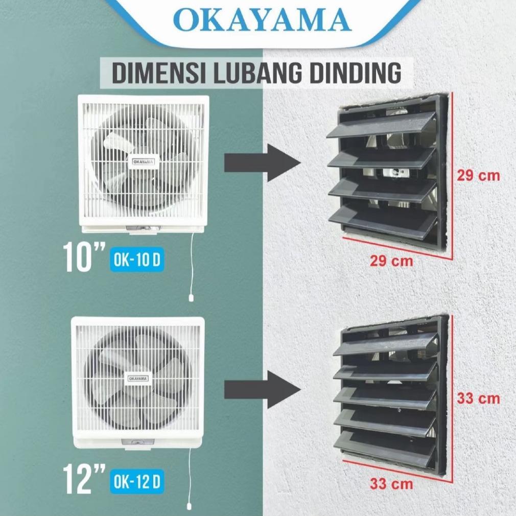 TERBARU Kipas Exhaust Fan Dinding 8inch 10 inch 12 inch Okayama OK-8D OK-10D OK-12D / Hexos Dinding 