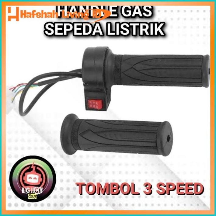 Original Handle Gas 3 Kecepatan Sepeda Listrik Universal Saklar Tombol 3 Speed 123 Throttle Kabel Ga
