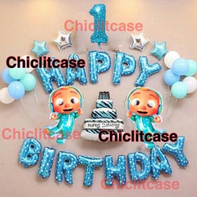 Paket dekorasi balon ulang tahun anak cocomelon