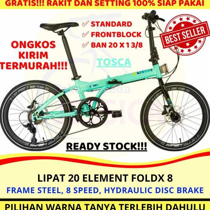 Terlaris Sepeda Lipat 20 Element Foldx 8 Speed Double Disc Brake