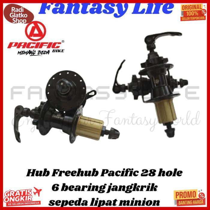 Sale Fantasy Hub Freehub Pacific Model Cassate 28 Hole Jangkrik Depan 2 Bearing Belakang 4 Bearing S