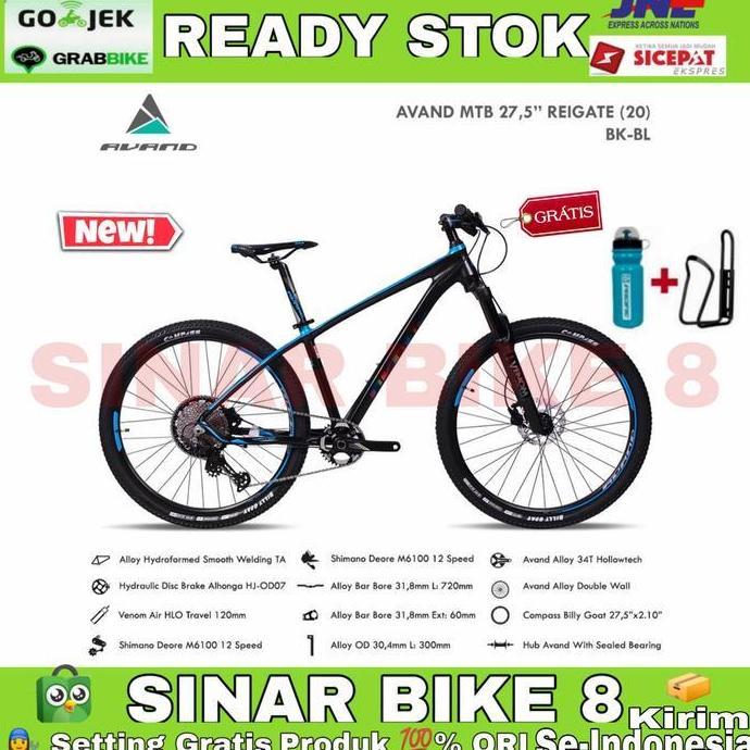 Terlaris Sepeda Gunung 27,5 Inch Mtb Avand Reigate 12 Speed Deore Rem Hoidrolik - Bk-Bl