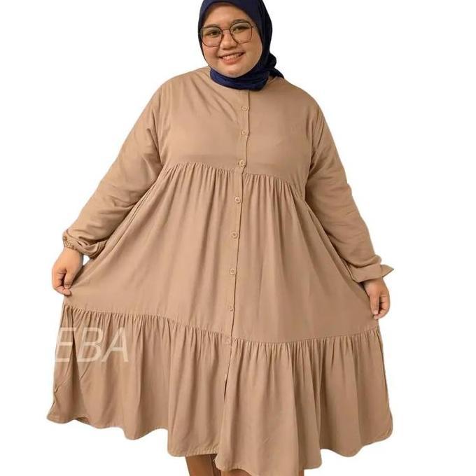 Zeba | Yuni Tunik Jumbo Twill BB 100 - 150 kg LD140 LD150 LD160  Pinggul Lebar Atasan Wanita Polos H