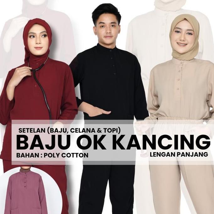New- Baju Ok Kancing / Baju Jaga / Scrub Medis Lengan Panjang Dochs Medic