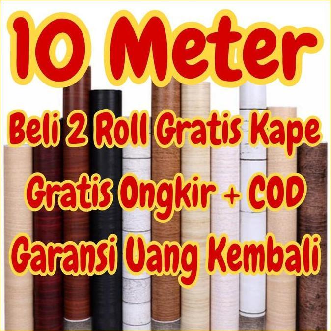 Promo Wallpaper Dinding 10 m 10 meter 45 cm x 10 m MOTIF KAYU GARIS SALUR ABU HITAM KAYU JATI Diskon