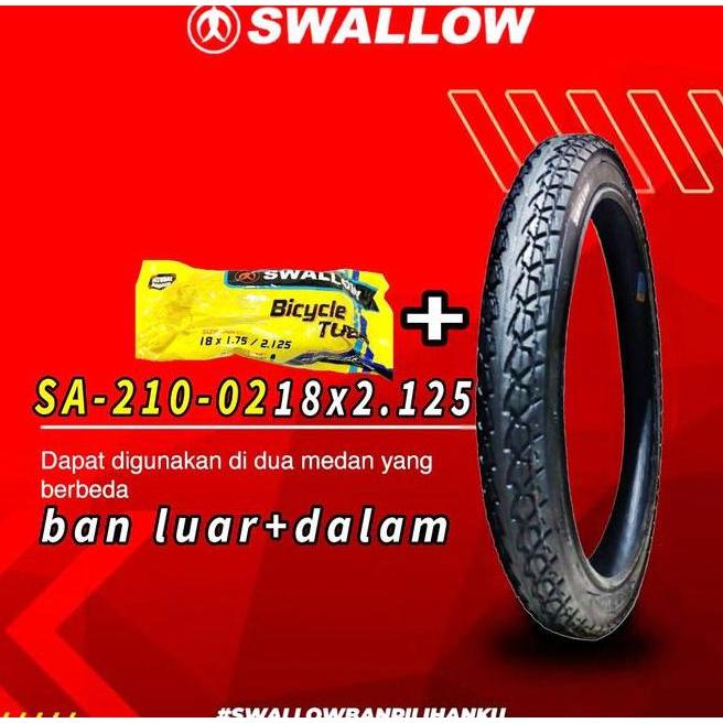 Ban Sepeda 18 X 2.125 Swallow Luar Dalam Untuk Semua Sepeda