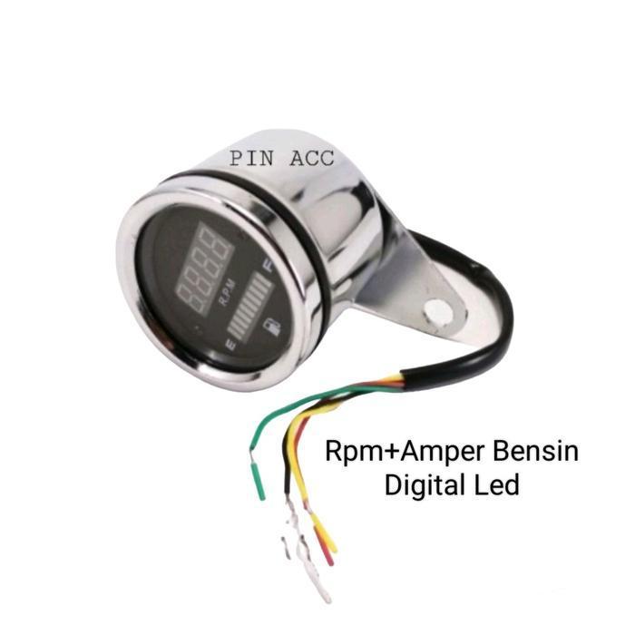Speedometer Fuel Meter 2In1 Digital Rpm Plus Amper Bensin Led Universal Motor/Mobil Dill Original Da