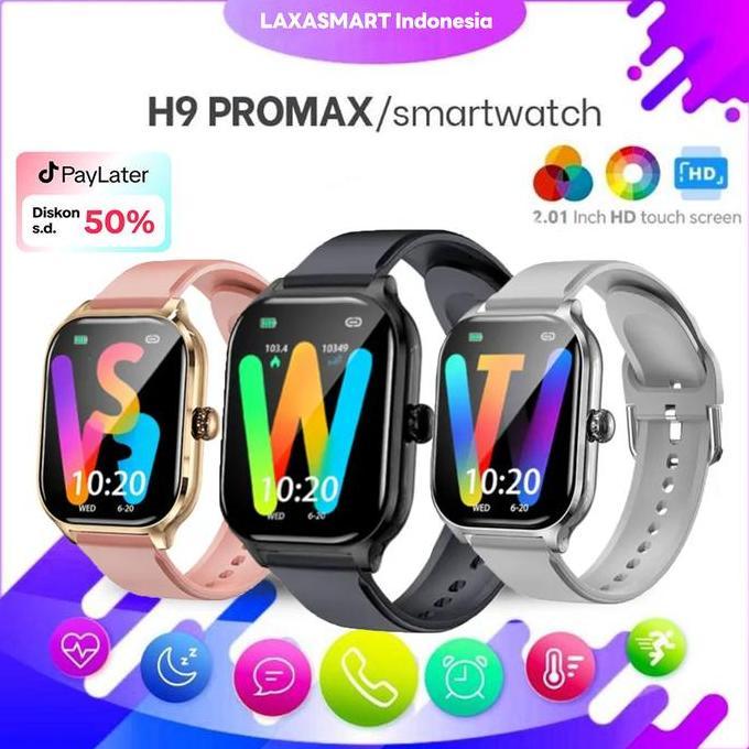 (Bisa Cod) Jam Tangan Smartwatch Pria Cewek, H9 Pro ,Smartwatch Android Ios,Parlent Active Smartwatc