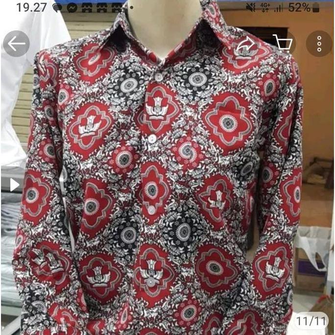 BAJU BATIK MERAH SERAGAM SEKOLAH SD LENGAN PANJANG SERAGAM NEGRI ( UNI ) KELAS 1-6