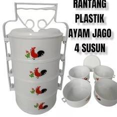 BESTPROMO Rantang Ayam Jago Plastik 4 Susun / Rantang Susun Plastik Ayam Jago