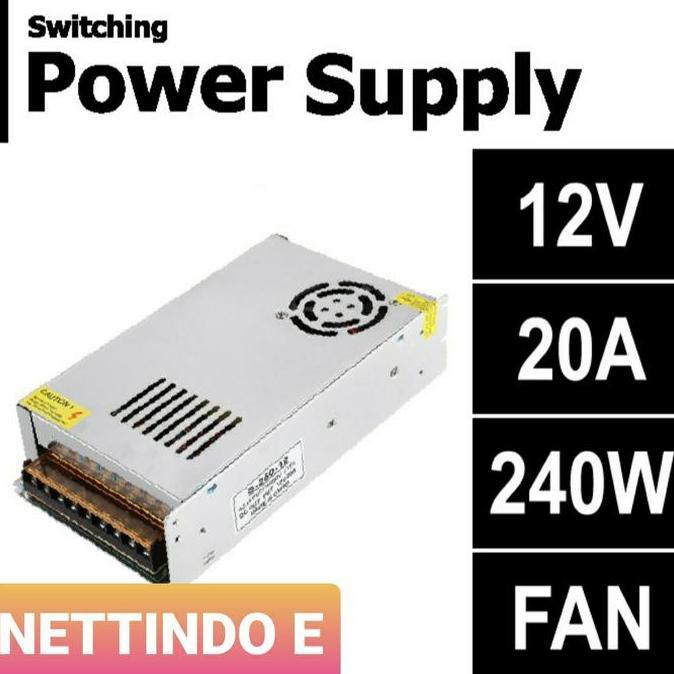 POWER SUPPLY ADAPTOR 20 AMPER 12V INCLUDE KIPAS Travo 20A 12volt