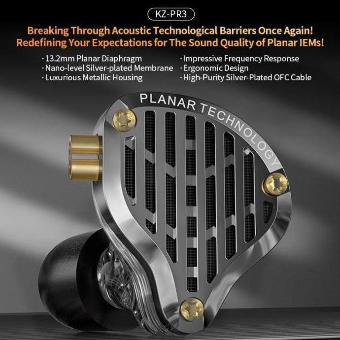 KZ PR3 Planar In Ear Metal Earphone with MIC