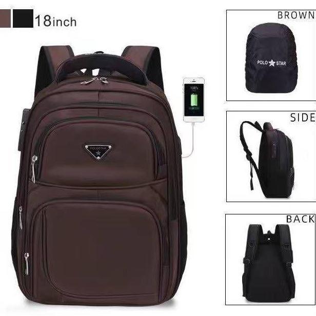 Polo Star Tas Ransel Laptop Backpack Pria Wanita Sekolah Tas Punggung Laptop Gembok Usb Port