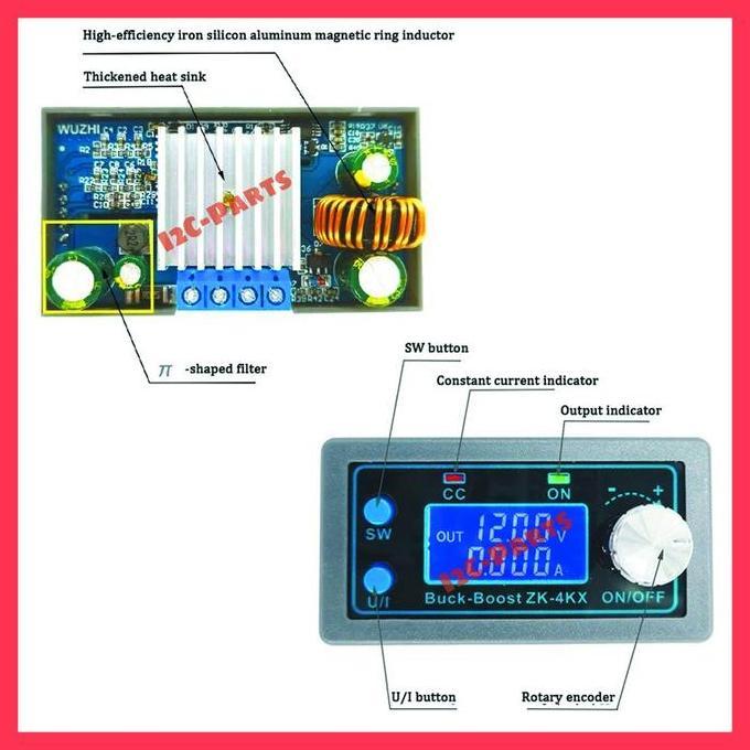 ZK-4KX ZK4KX DC-DC Buck Boost Converter with Display CC CV 0.5-30V 4A