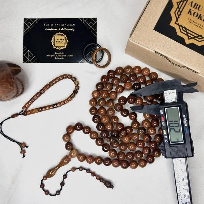 Tasbih Kokka Asli 10mm Jumbo Motif Bulat Tasbih Kaukah Asli 100% Bersertifikat Keaslian Kaokah Koka 