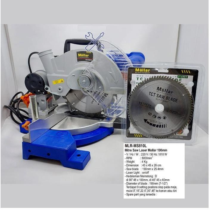 MOLLAR MS810 Miter Saw 190mm - Mesin potong aluminium - Mitre Saw