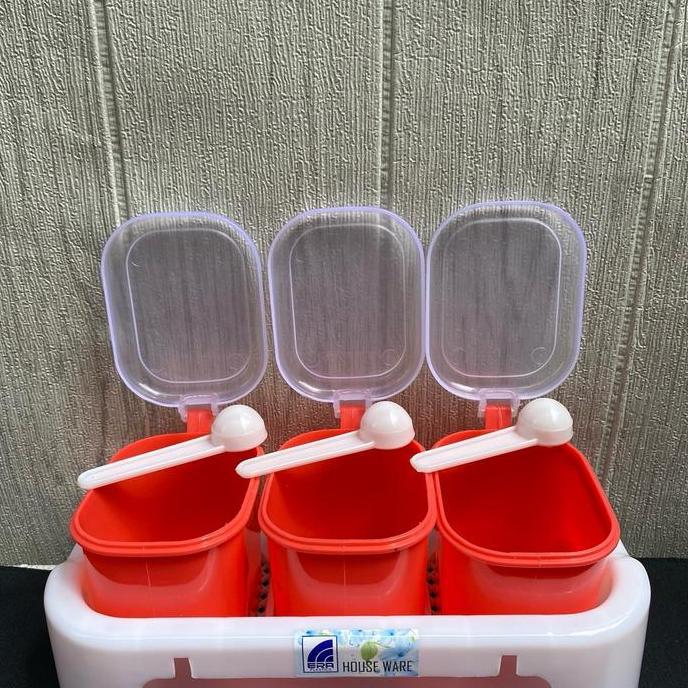 sale Tempat Bumbu Mawar 3 Set dengan Sendok di Setiap Tempatnya - Kitchenware