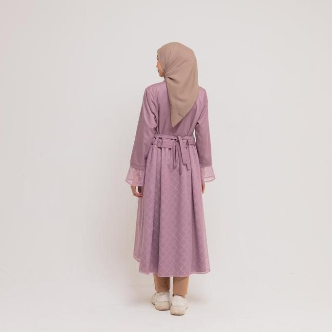 Dauky Gamis Pesta Lebaran Wanita Remaja Dewasa Muslim M Dress Lace Katun Belt