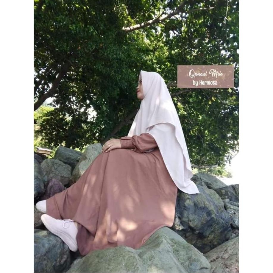 [Gamis Hermosa] Gamis Polos Milo Coklat Susu Mocca Premium-Gamis Hermosa Polos/Gamis Wollycrepegamis