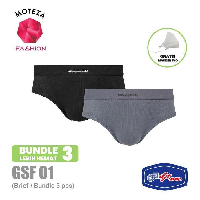 Promo ISI 2 ; 3 BOX Celana Dalam Underwear Brief Pria-GT Man GSF01 mini spandex Karet Katun Lembut N