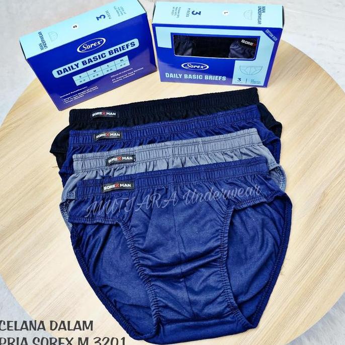 Promo Celana Dalam Katun Pria Sorex M3201 Satuan Dan Kotakan isi 3pcs Ukuran M-XL / Celana Dalam Lak