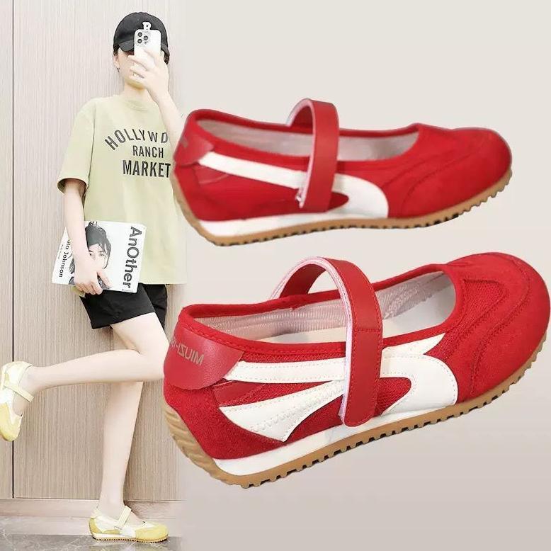 YJH Sneakers Versatile Velcro Mesh Breathable Inners Heightening Mary jane Shoes DG6075