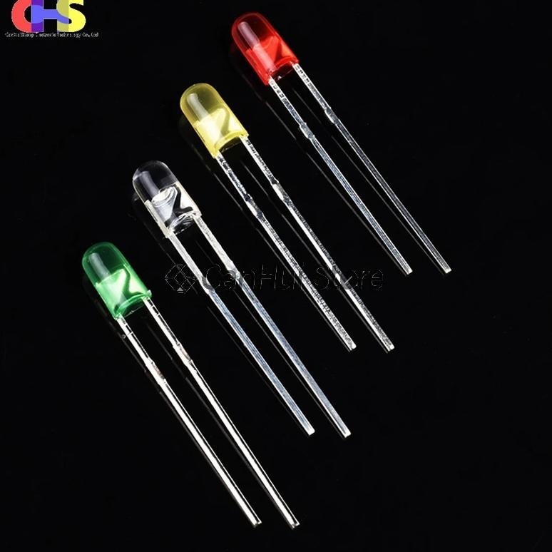 100pcs 3mm LED No edging Light Emitting Diode Red Blue Green White Yellow Short leg 18mm Use for Mec