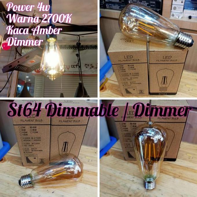 Lampu Led Bohlam Edison Filament ST64 Dimmable Dimmer Vintage E27