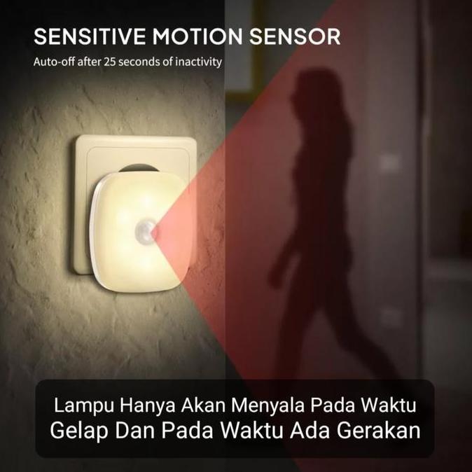 Lampu Tidur Kamar Mandi Sensor Gelap dan Gerak Auto ON OFF Lampu Malam