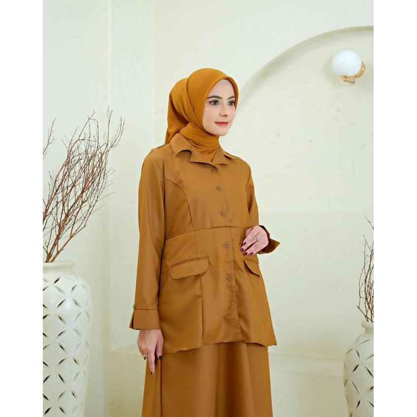 Dania Series Gamis Semi Rok Seragam Pns Pdh Pemda Asn Warna Khaki Kheki Bahan Katun Toyobo Premium N