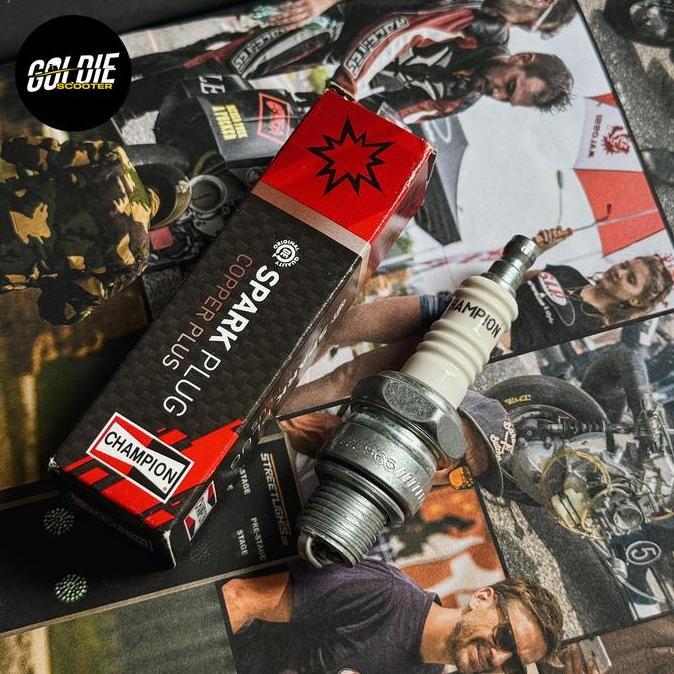 Promo Busi Champion Original Vespa Pts Super Sprint Drat Pendek Diskon