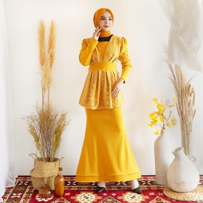 (Ready) #209, Gamis  Duyung Bahan Scuba Polos Kombinasi Tile Bordir Maxi  Muslim  Mewah  Wanita Pest
