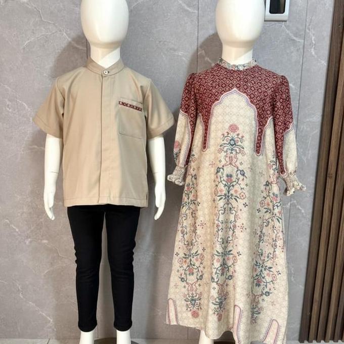 Pamungkas Collection Sarimbit Adiva & Adnan Gamis Bahan Mirabela Silk Kemeja Bahan Toyobo Sarimbit 2