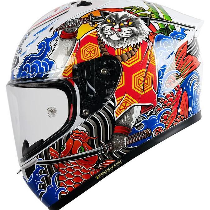 NJS ZX-1R FIBERGLASS BUSHIDO White Pearl -  (FREE PINLOCK) - Helm Fullface | NJS ZR | NJS Fullface |