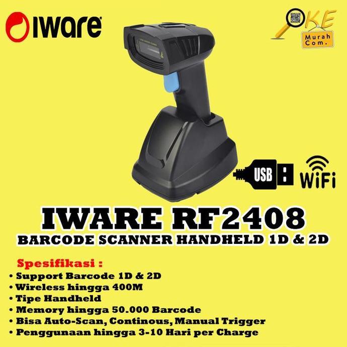 HARGA DISC - Barcode Scanner Iware RF-2408 / RF2408 / RF 2408 Wireless 2D QRcode