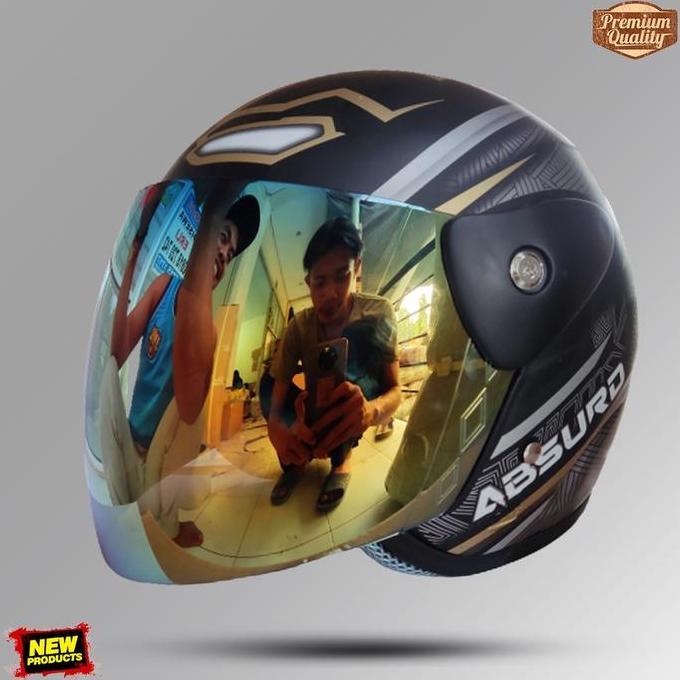 Diskont Helm Half Face Dewasa Evolution Seperti Helm Gm Original Motif Absurd Hitam Dof Cod Free Box